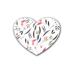 Watercolor Tablecloth Fabric Design Rubber Coaster (heart)  by Nexatart