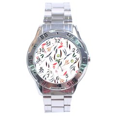 Watercolor Tablecloth Fabric Design Stainless Steel Analogue Watch by Nexatart