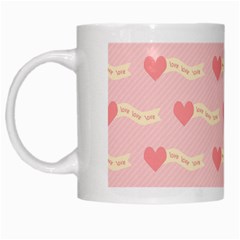 Heart Love Pattern White Mugs by Nexatart