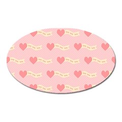 Heart Love Pattern Oval Magnet by Nexatart