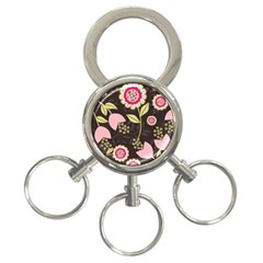 Flowers Wallpaper Floral Decoration 3-ring Key Chains by Nexatart