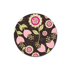 Flowers Wallpaper Floral Decoration Magnet 3  (round) by Nexatart