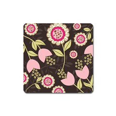 Flowers Wallpaper Floral Decoration Square Magnet by Nexatart