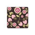 Flowers Wallpaper Floral Decoration Square Magnet Front