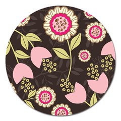 Flowers Wallpaper Floral Decoration Magnet 5  (round) by Nexatart