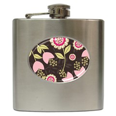 Flowers Wallpaper Floral Decoration Hip Flask (6 Oz) by Nexatart