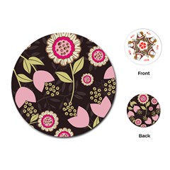 Flowers Wallpaper Floral Decoration Playing Cards (round)  by Nexatart