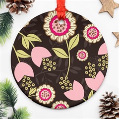 Flowers Wallpaper Floral Decoration Round Ornament (two Sides) by Nexatart