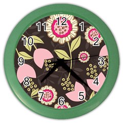 Flowers Wallpaper Floral Decoration Color Wall Clocks by Nexatart