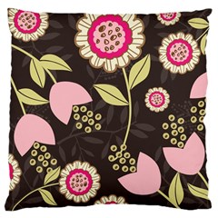 Flowers Wallpaper Floral Decoration Large Cushion Case (one Side) by Nexatart