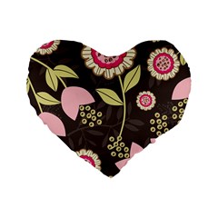 Flowers Wallpaper Floral Decoration Standard 16  Premium Heart Shape Cushions