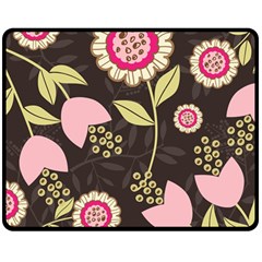 Flowers Wallpaper Floral Decoration Double Sided Fleece Blanket (medium)  by Nexatart