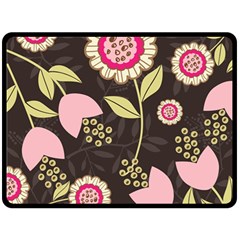 Flowers Wallpaper Floral Decoration Double Sided Fleece Blanket (large)  by Nexatart