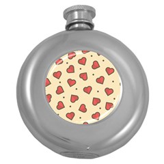 Design Love Heart Seamless Pattern Round Hip Flask (5 Oz) by Nexatart