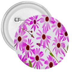 Pink Purple Daisies Design Flowers 3  Buttons by Nexatart