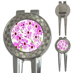 Pink Purple Daisies Design Flowers 3-in-1 Golf Divots by Nexatart