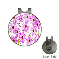 Pink Purple Daisies Design Flowers Hat Clips With Golf Markers by Nexatart