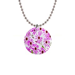 Pink Purple Daisies Design Flowers Button Necklaces by Nexatart