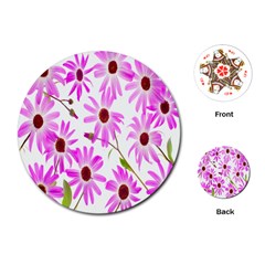 Pink Purple Daisies Design Flowers Playing Cards (round)  by Nexatart