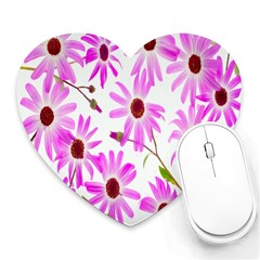 Pink Purple Daisies Design Flowers Heart Mousepads by Nexatart