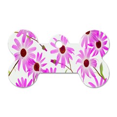 Pink Purple Daisies Design Flowers Dog Tag Bone (one Side) by Nexatart