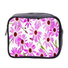 Pink Purple Daisies Design Flowers Mini Toiletries Bag 2-side by Nexatart