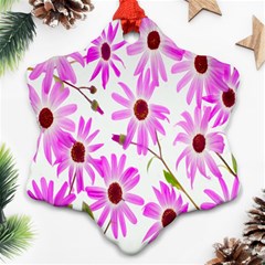 Pink Purple Daisies Design Flowers Snowflake Ornament (two Sides) by Nexatart