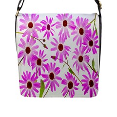 Pink Purple Daisies Design Flowers Flap Messenger Bag (l)  by Nexatart