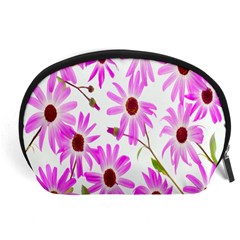 Pink Purple Daisies Design Flowers Accessory Pouches (large)  by Nexatart