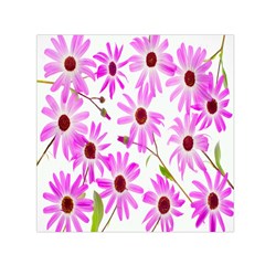 Pink Purple Daisies Design Flowers Small Satin Scarf (square) by Nexatart