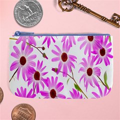 Pink Purple Daisies Design Flowers Large Coin Purse by Nexatart