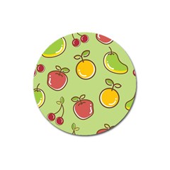 Seamless Pattern Healthy Fruit Magnet 3  (round) by Nexatart