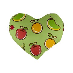 Seamless Pattern Healthy Fruit Standard 16  Premium Heart Shape Cushions