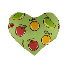 Seamless Pattern Healthy Fruit Standard 16  Premium Flano Heart Shape Cushions by Nexatart