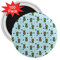 Pineapple Watermelon Fruit Lime 3  Magnets (100 Pack) by Nexatart