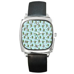 Pineapple Watermelon Fruit Lime Square Metal Watch by Nexatart