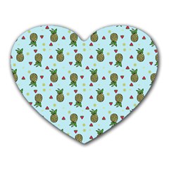 Pineapple Watermelon Fruit Lime Heart Mousepads by Nexatart