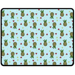 Pineapple Watermelon Fruit Lime Fleece Blanket (medium)  by Nexatart