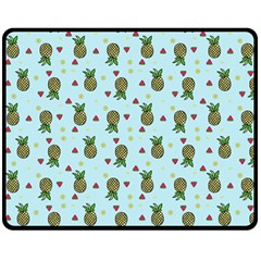 Pineapple Watermelon Fruit Lime Double Sided Fleece Blanket (medium)  by Nexatart