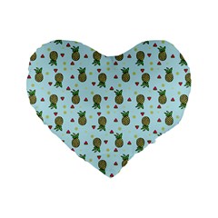 Pineapple Watermelon Fruit Lime Standard 16  Premium Flano Heart Shape Cushions by Nexatart