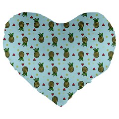 Pineapple Watermelon Fruit Lime Large 19  Premium Flano Heart Shape Cushions by Nexatart