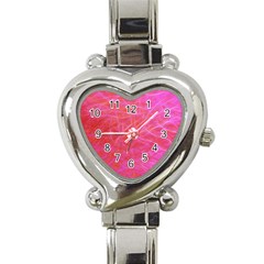 Pink Background Abstract Texture Heart Italian Charm Watch by Nexatart