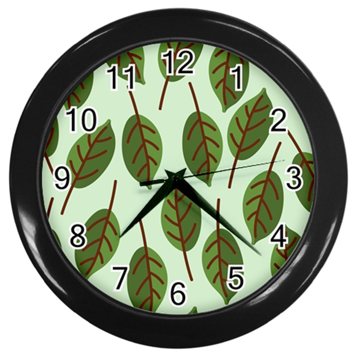 Design Pattern Background Green Wall Clocks (Black)