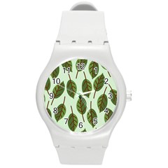 Design Pattern Background Green Round Plastic Sport Watch (m) by Nexatart