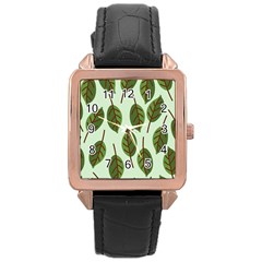 Design Pattern Background Green Rose Gold Leather Watch  by Nexatart