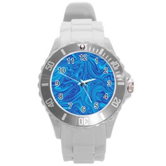 Abstract Pattern Art Desktop Shape Round Plastic Sport Watch (L)