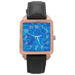 Abstract Pattern Art Desktop Shape Rose Gold Leather Watch 