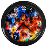 Ornament Color Vivid Pattern Art Wall Clocks (Black) Front