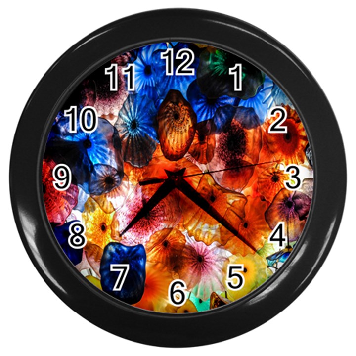 Ornament Color Vivid Pattern Art Wall Clocks (Black)