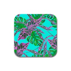 Painting Oil Leaves Nature Reason Rubber Square Coaster (4 Pack)  by Nexatart